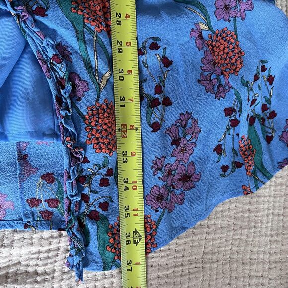 ASTR The Label Dress Womens Medium Blue Floral Ruffle Button Front Lined Midi - Picture 15 of 16